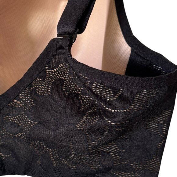 Le Mystère Bra Sz 36D Black Lace Wire Free Full Cup Coverage Bra - Picture 11 of 16